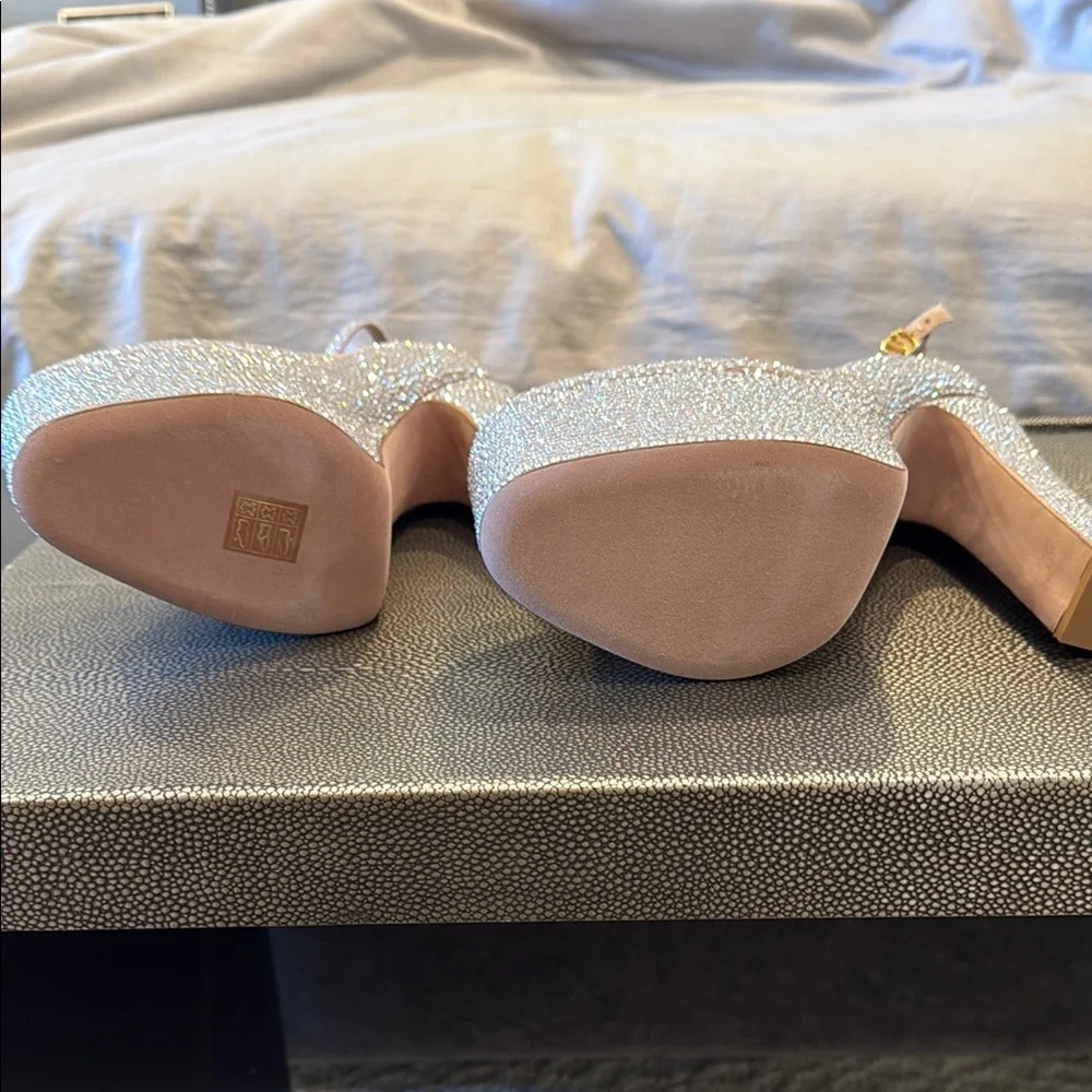 Valentino Garavani Tan Go Crystal embellished Platform Pump Size 39